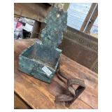 Primitive Two-Piece Wooden Box and Branding Iron