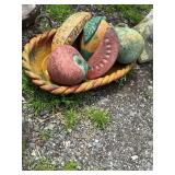 Concrete Fruit with Basket Sculpture Set