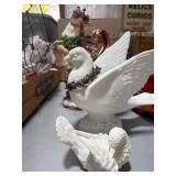Decorative Ceramic Doves and Reindeer Set