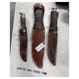 3 Hunting Knives with Sheaths
