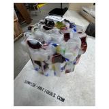 Multicolored Glass Vase, 7 Inch Diameter