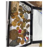 Coins and Medals Lot with Case