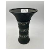 Bronze Vase with Enamel Inlay, 8 Inches