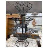 Primitive Three-Tier Metal Basket Rack