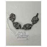 Sterling Art Deco Trumpet Flower Bracelet