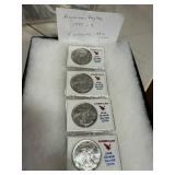 Four 1995 American Eagle Silver Coins
