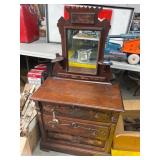 Wooden Dresser With Mirror and Drawers