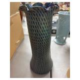 Bohemian Glass Vase with Fluted Rim