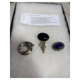 Three Vintage Sterling Brooches