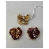 Signed Joan Rivers Enamel Brooch Set