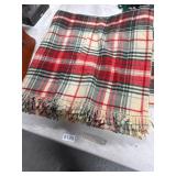 Plaid Wool Throw Cover With Fringe