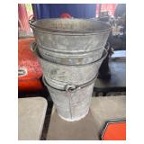 Stack of Three Galvanized Steel Buckets
