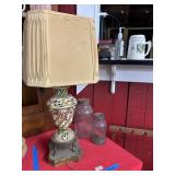 Decorative Lamp With Shade and Two Glass Bottles