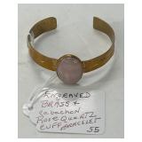 Engraved Brass Cuff With Rose Quartz