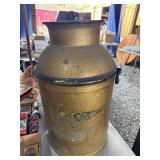 Vintage Metal Milk Can With Gold Paint