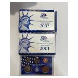 2001 and 2003 United States Mint Proof Sets