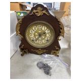 Vintage Mantle Clock With Brass Accents