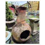 Rustic Terra Cotta Chiminea With Metal Top