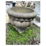 Stone Garden Planter With Floral Motif