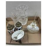 Crystal Vases With Art Glass Bottle and Condi
