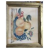 Framed Fruit Still Life Watercolor, 12.5 x 14