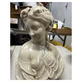 Ceramic Female Bust Sculpture, 11 in.