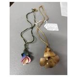 2 Handmade Clay Flower Necklaces