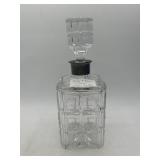Crystal Decanter with Silver Collar, 10"