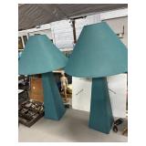 Large Textured Teal Table Lamps