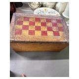 Wooden Box with Checkerboard Top