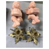 PartyLite Angel Holders and Brass Candlestics
