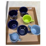 6 Fiesta Ware Mugs and Creamer