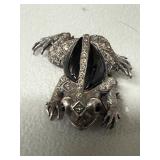 Sterling Silver Frog Brooch with Stones