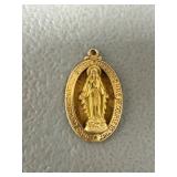 14K Gold Miraculous Medal Pendant