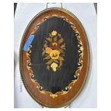 20" Italian Inlay Wood and Brass Tray