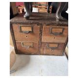 Wooden Four-Drawer Card Catalog Cabinet