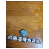 Enamel Art Bracelet and Fish Brooch