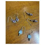 Three Pairs of Beaded Dangle Earrings