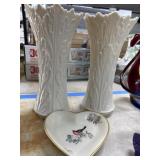 Lenox China Woodland Vases and Serenade Dish