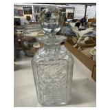 Cut Glass Crystal Decanter with Faceted Stop