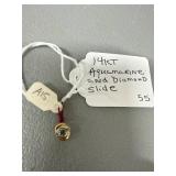 14KT Aquamarine and Diamond Slide Pendant