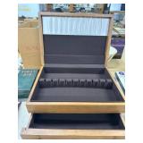 Wood Jewelry Box with Drawer and Lined Slots
