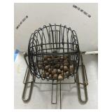 Metal Bingo Cage With Wooden Numbered Balls