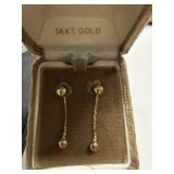 14K Gold Dangle Chain Stud Earrings