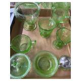Green Depression Glass Tableware Assortment
