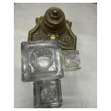 Brass Inkwell with Three Glass Inserts