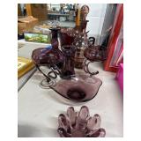 Amethyst Art Glass Barware Assortment