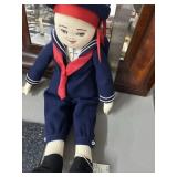 18" Handmade Cloth Cross Stitch Sailor Doll