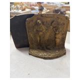 Cast Metal Bookends, Gilt Finish