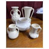 Shawnee Pottery White Vase Collection (5pcs)